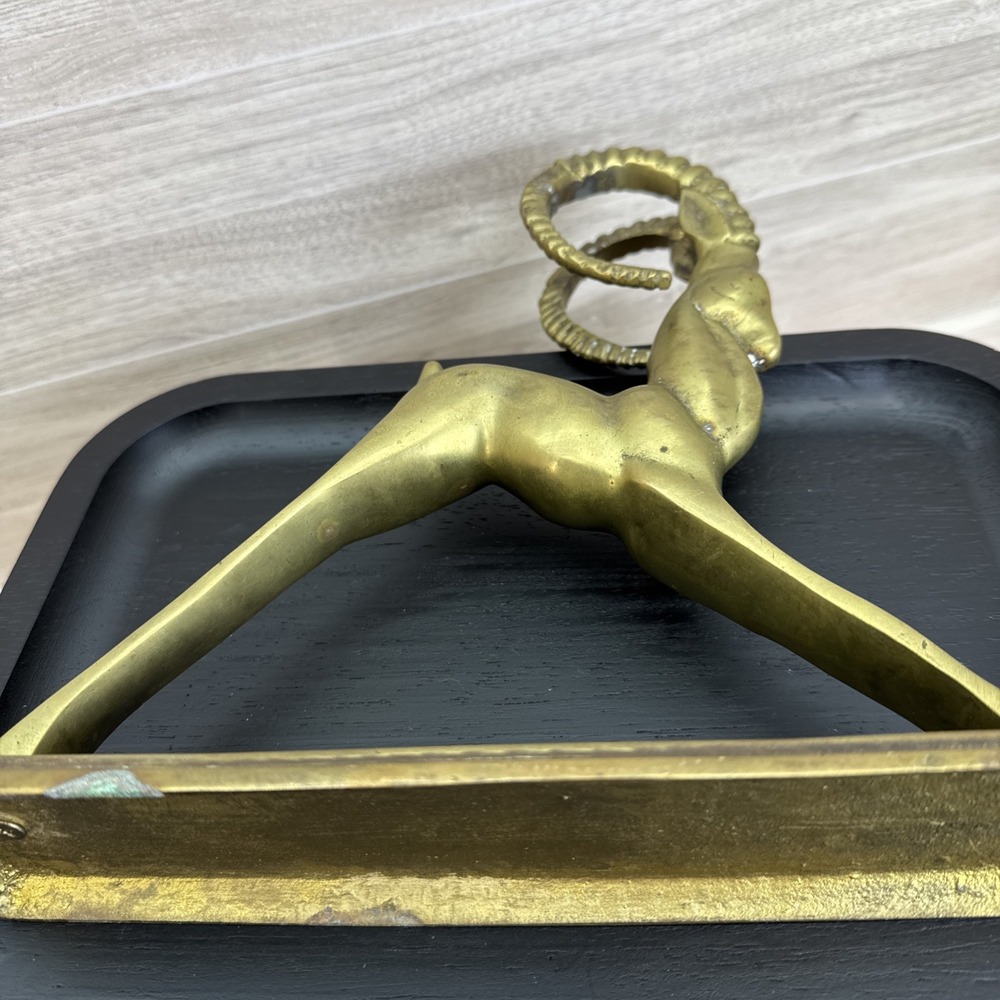 Vintage Art Deco Solid Brass Gazelle/Ram MCM Figurine Statue 9.25"x 9"x 2.25" - Picture 9 of 13